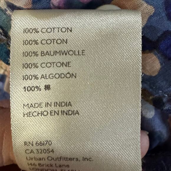 NWT Anthropologie Maeve Puff-Sleeved Buttondown Top Blue Abstract Sz 2X Peasant - Picture 6 of 8